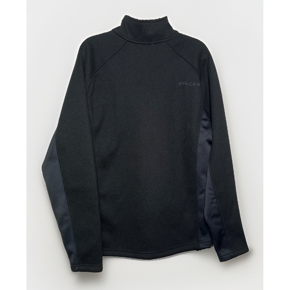 Spyder NWT Mens Large Half Zip Gait Waffle Knit Pullover Sweater Jacket Black - Picture 4 of 5